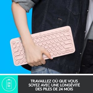 Klawiatura + mysz Logitech Klawiatura - Bezprzewodowa - LOGITECH - K380 multi device - BLUETOOTH - Kompaktowa konstrukcja - Rózowa 5
