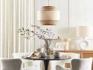 Lampa wisząca Beliani Lampa wisząca naturalna z beżowym YUMURI! 5