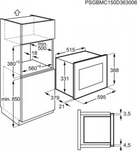 Kuchenka mikrofalowa Electrolux Electrolux - CMS4253TMX - W pelni zintegrowana elektroniczna kuchenka mikrofalowa 25 L - moc 900W 4