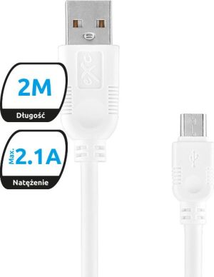 Kabel USB eXc  USB-A - microUSB 2 m Biały (5901687937588) 1