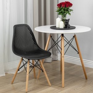 Krzesło czarne plastikowe ażurowe do salonu jadalni 11