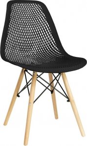 Krzesło czarne plastikowe ażurowe do salonu jadalni 8