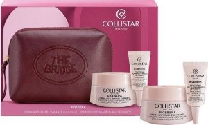 Collistar Rigenera zestaw przeciwzmarszczkowy krem wygładzający 50ml + wygładzający krem pod oczy 5ml + próbka kropli samoopalających + The Bridge burgundowa kosmetyczka 1