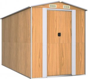 vidaXL Szopa ogrodowa, jasnobrązowa 192x357x223 cm, stal galwanizowana 2