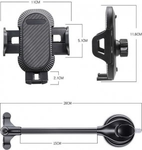 4kom.pl Uchwyt samochodowy Holder do auta na telefon na deskę kokpit szybę Czarny 2