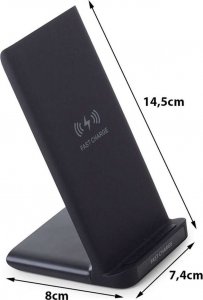 Ładowarka 4kom.pl Ładowarka indukcyjna szybka bezprzewodowa Qi 15W podstawka ładująca pionowa Czarna 14