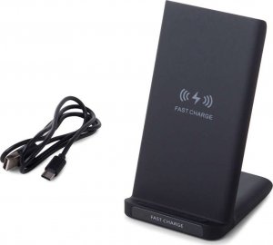 Ładowarka 4kom.pl Ładowarka indukcyjna szybka bezprzewodowa Qi 15W podstawka ładująca pionowa Czarna 6