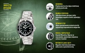 Zegarek Invicta ZEGAREK MĘSKI INVICTA PRO DIVER 8926OB - AUTOMAT WR200, koperta 40mm (zx138c) 9