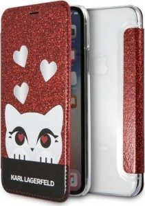 Karl Lagerfeld Etui Karl Lagerfeld KLFLBKPXVDCRE Apple iPhone XS/X red/czerwony book Valentine 1