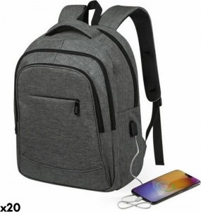Plecak bigbuy accessories Plecak na laptopa i tableta z wyjściem USB 146455 Zamek błyskawiczny Szary Poliester 600D Połączenie USB (20 Sztuk) - Szary 1