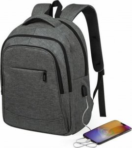 Plecak bigbuy accessories Plecak na laptopa i tableta z wyjściem USB 146455 Zamek błyskawiczny Szary Poliester 600D Połączenie USB (20 Sztuk) - Szary 2