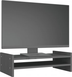 vidaXL vidaXL Podstawka na monitor, szara, 50x27x15 cm, lite drewno sosnowe 4