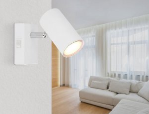 Kinkiet Globo Lampa ścienna ruchoma Robby 57911-1W z włącznikiem biała 2