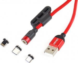Kabel USB AMiO USB-A - Magnetyczne 1 m Czerwony (AMI-02522) 1