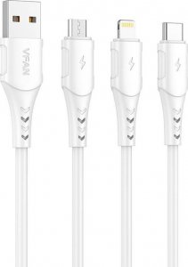 Kabel USB Vipfan USB-A - microUSB 1 m Biały (X12MK) 4