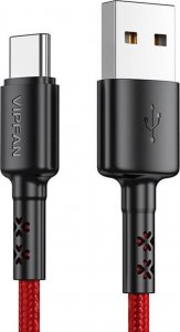 Kabel USB Vipfan USB-A - USB-C 1.8 m Czerwony (X02TC-1.8m-red) 1