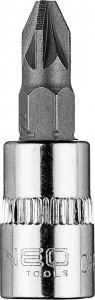 Neo Końcówka wkrętakowa PZ2 na nasadce 1/4", krótka, 37 mm 1