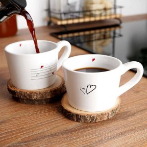 Orion Kubki / filiżanki z uchem ceramiczne białe SERDUSZKA zestaw 2 szt. 210 ml 2