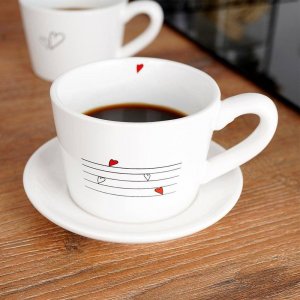 Orion Kubki / filiżanki z uchem ceramiczne białe SERDUSZKA zestaw 2 szt. 210 ml 4