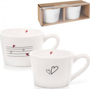 Orion Kubki / filiżanki z uchem ceramiczne białe SERDUSZKA zestaw 2 szt. 210 ml 8