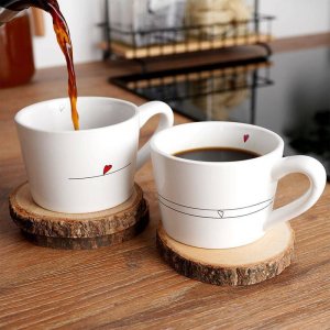 Orion Kubki / filiżanki z uchem ceramiczne białe SERDUSZKA zestaw 2 szt. 200 ml 2