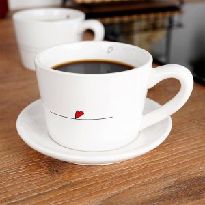 Orion Kubki / filiżanki z uchem ceramiczne białe SERDUSZKA zestaw 2 szt. 200 ml 5