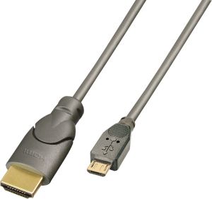 Kabel USB Lindy microUSB - HDMI 0.5 m Szary (41565) 1