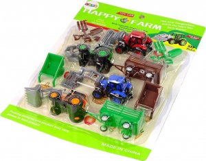 Figurka LeanToys Zestaw Farma Maszyny Rolnicze Traktory Taczki 1