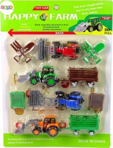 Figurka LeanToys Zestaw Farma Maszyny Rolnicze Traktory Taczki 2