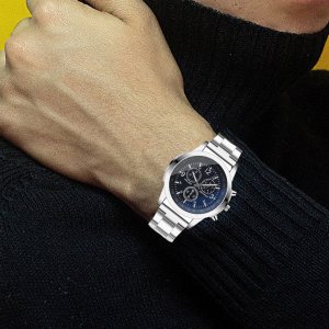 Zegarek sportowy Retoo ZEGAREK MĘSKI KWARCOWY KLASYCZNY SPORTOWY SREBRNY 13