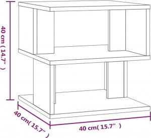 vidaXL Stolik boczny, przydymiony dąb, 40x40x40 cm 7
