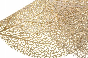 Paulina Łukjaniuk Podkładka fi 38 Dekoracyjna Okrągła Leaf Złota 2