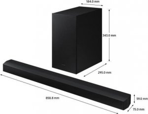 Soundbar Samsung SAMSUNG  HW-B450 2.1-kanalowy soundbar 300 W + 6,5-calowy bezprzewodowy subwoofer + Adaptive Sound Lite + tryb gry + wzmocnienie basów 2