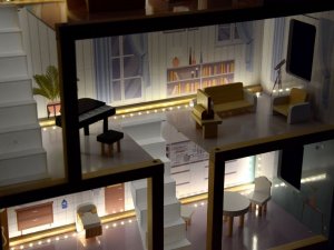 Jokomisiada Drewniany domek dla lalek w stylu Boho led ZA4131 13