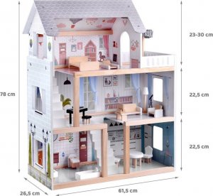 Jokomisiada Drewniany domek dla lalek w stylu Boho led ZA4131 16