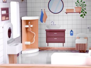 Jokomisiada Drewniany domek dla lalek w stylu Boho led ZA4131 2