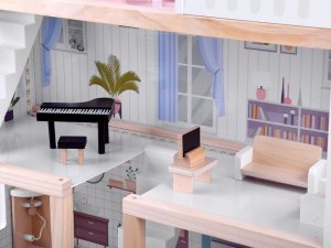 Jokomisiada Drewniany domek dla lalek w stylu Boho led ZA4131 3