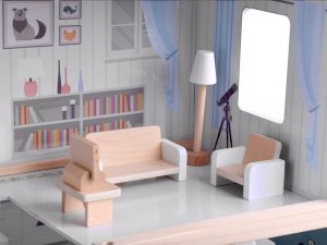 Jokomisiada Drewniany domek dla lalek w stylu Boho led ZA4131 6