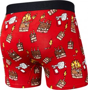 SAXX Bokserki męskie szybkoschnące SAXX VIBE Boxer Brief płonące torty - czerwone S 2