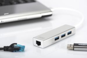 HUB USB Digitus 1x RJ-45  + 3x USB-A 3.0 (DA-70250-1) 3