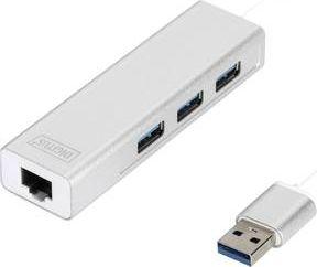 HUB USB Digitus 1x RJ-45  + 3x USB-A 3.0 (DA-70250-1) 1