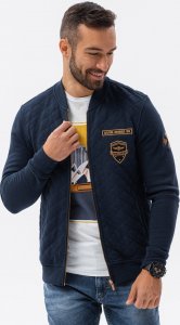 Ombre Bluza męska bomberka z naszywkami - granatowa V3 B1422 XXL 1