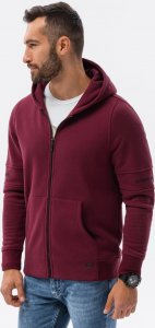 Ombre Bluza męska rozpinana hoodie z nadrukami - bordowa V5 B1423 M 1