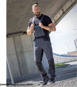 Ardon ARDON 4Xstretch - spodnie robocze ogrodniczki stretch, dużo praktycznych kieszeni + na nakolanniki, d-ring, oddychający - ciemno-szara H6091 58 1