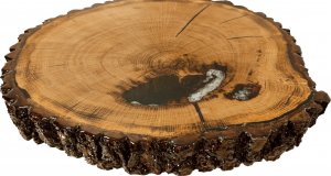 Wood & Resin Blat żywiczny z plastra drewna PDOB_113443_Z00 Żywica epoksydowa 57 cm x 62 cm x 5,5 cm | Szlifowany, Lakierowany spód (matowy) 1