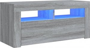 vidaXL vidaXL Szafka pod TV z oświetleniem LED, szary dąb sonoma, 90x35x40 cm 2