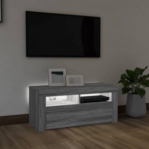 vidaXL vidaXL Szafka pod TV z oświetleniem LED, szary dąb sonoma, 90x35x40 cm 3