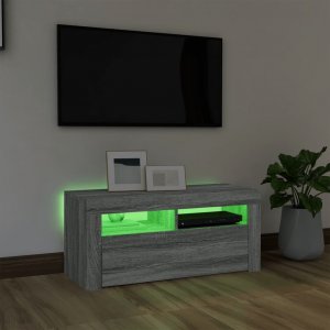 vidaXL vidaXL Szafka pod TV z oświetleniem LED, szary dąb sonoma, 90x35x40 cm 4