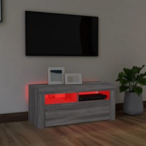 vidaXL vidaXL Szafka pod TV z oświetleniem LED, szary dąb sonoma, 90x35x40 cm 5