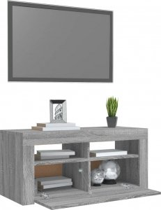 vidaXL vidaXL Szafka pod TV z oświetleniem LED, szary dąb sonoma, 90x35x40 cm 6